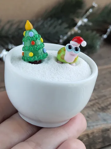 Tiny turtle miniature, glass turtle figurine, turtle sculpture , small terrarium animal for dollhouse decoration Santa hat figurine $28.00