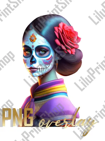 La Calavera Catrina png Dia de Los Muertos clipart, Cinco de Mayo sublimation Candy skull png, Sugar skull digital instant download $2.71