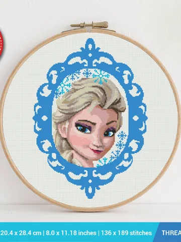 Elsa Frozen Snowflake Cross stitch pattern | Embroidery Pattern | Instant Download | Embroidery Designs $5.94