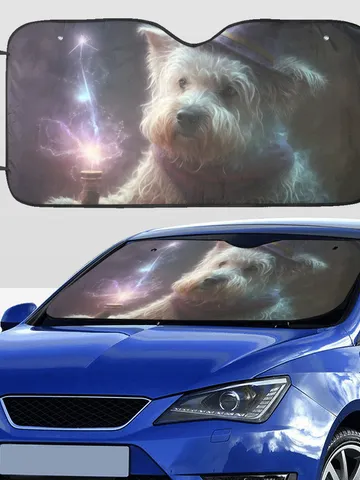 Wizard Dog Doing Magic Car SunShade $48.00