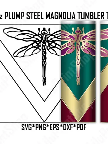 Vsplit Tumbler template SVG for 24oz Plump Steel Magnolia Dragonfly tumbler wrap svg Tumbler cut file Cricut Silhouette. Instant download $2.71