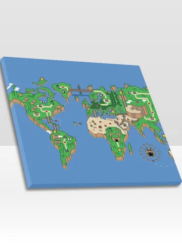 Super Mario World Map Frame Canvas Print, Wall Art Home Decor $24.00