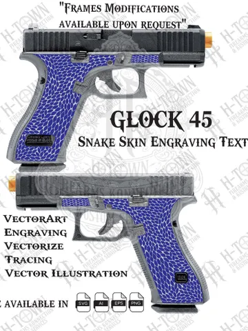 Glock 45 Snake Skin Engraving Texture | Vector Grip Pattern | Pistol Frame Design |SVG AI Eps Png |Firearm Vector Art for Engraving & Custom