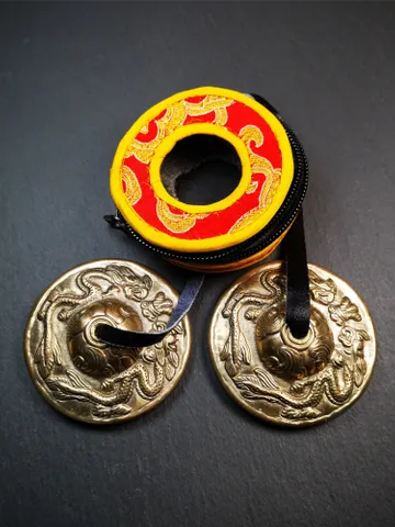 Gandhanra 2.7" Tibetan Cymbals,Dragon Pattern Tingsha Bell,Buddhism Ritual Implement,Handmade in Nepal $35.99