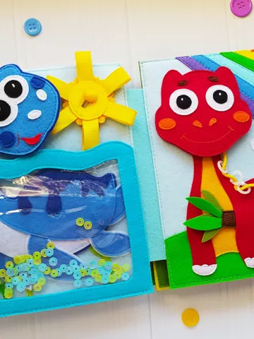 Dinosaur Quiet book Pattern pdf, Dino Felt book pattern pdf, Soft sensory book tutorial, Busy book sewing ideas for kids 2, 3, 4 year old $18.18