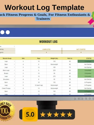 Workout Log Template, Editable Google Sheets Template, Digital Download, Track Fitness Progress & Goals, For Fitness Enthusiasts Trainers $5.46
