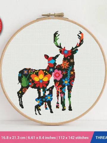 Deer Family Silhouette Cross stitch pattern | Embroidery Pattern | Instant Download | Embroidery Designs $6.40
