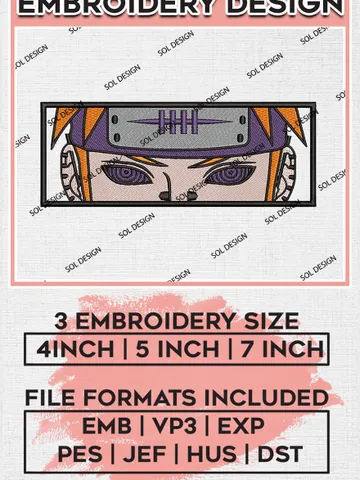 Pain Eyes Anime Embroidery Design, Naruto Anime Embroidery File, Anime Character Machine Embroidery Files, Pes File EMB_ANIME_120