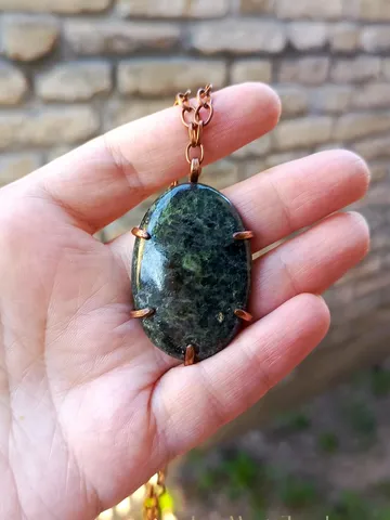 Boho Copper Pendant with Chrome Diopside