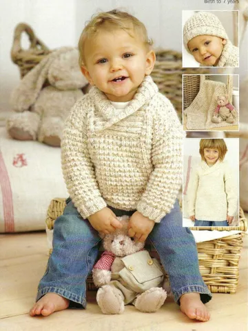 Baby children sweater hat knitting pattern sweater wrap neck 0-7 years pdf instant download $6.68