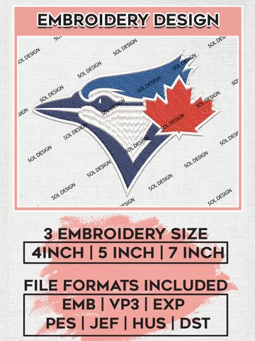 MLB Toronto Blue Jays Team Logo Embroidery Design, MLB Toronto Blue Jays Embroidery files, Baseball Team, Blue Jays Design, Digital Download $6.99