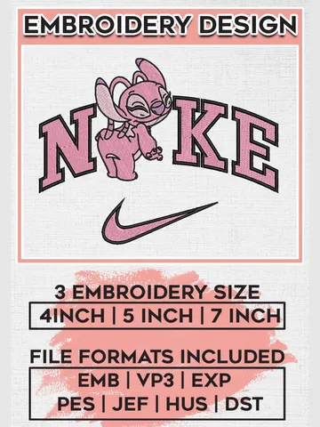 Nike Angel Stitch Embroidery Designs, Lilo & Stitch Embroidery, Disney Stitch Character Embroidery Files, Machine embroidery Files, Digital Download EMB_CARTOON_145 $6.99