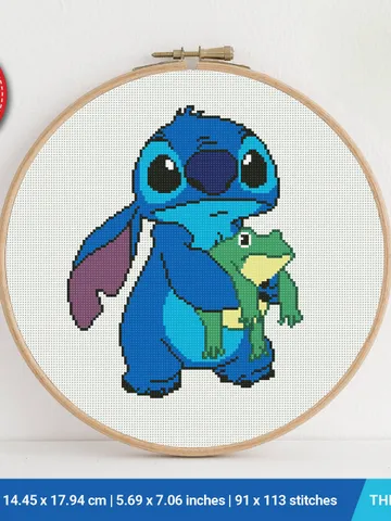 Lilo and Stitch Frog cross stitch pattern, baby, Love Hawaii, Toys, nursery decor, counted, chart, gift DIY, embroidery, instant PDF $4.60