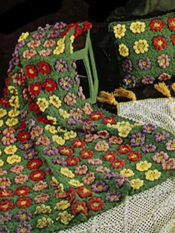 Crochet Pattern Vintage Afghan Flower Garden Digital Download PDF $1.90