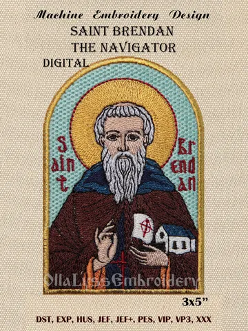 Saint Brendan the Navigator embroidery design $14.00