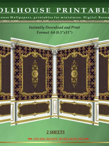 Wallpapers- Set 17-v12 | Printables for Dollhouses and Unique Miniature Projects | Digital Downloads | in Scale 1/12th $8.00