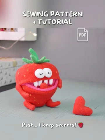 Fleece Plush Toy Pattern – Cute Strawberry Softie PDF $11.00