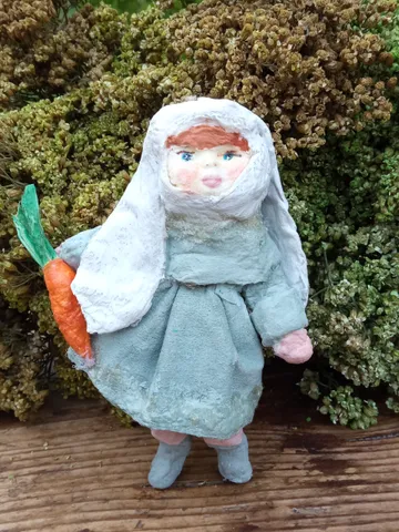 Cotton Toy "Bunny Girl" - Charming Decoration for Your Christmas Tree or Bunny Costume. Christmas ornament. Spun cotton doll. Holidays gifts $69.00