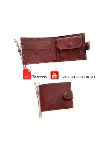 Leather bifold wallet pattern PDF with 4 mm pitch. Classic men's wallet PDF Pattern. $5.50