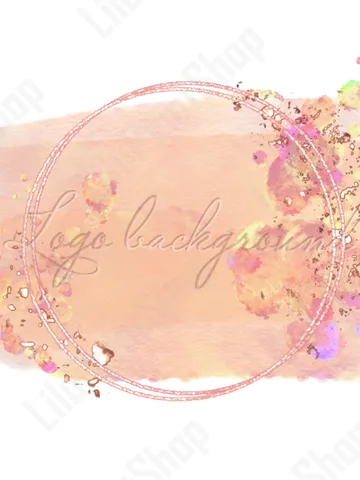 Watercolor Logo Background Png coral Brush stroke logo overlay Orange and gold confetti logo design instant download $2.44