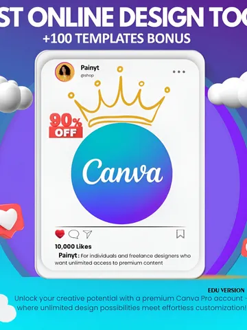 Canva Pro lifetime access + Collection of 100 modern social media templates