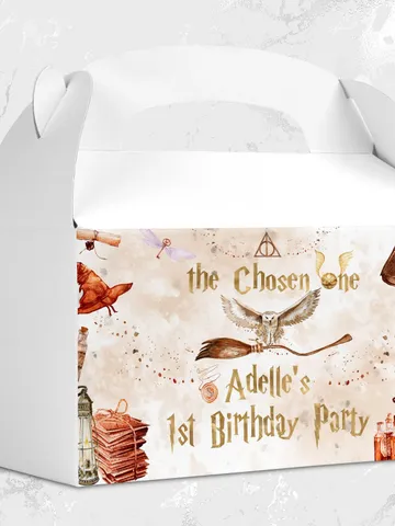 Wizard Gable Box Birthday Party; Magic School 1st Birthday; Editable Wizarding World Gable Label; Magical Party Decoration; W7 $10.45
