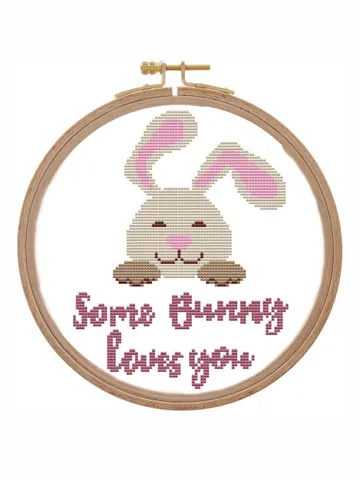 Some bunny loves you cross stitch pattern modern Easter cross stitch rabbit Valentine nursery xtitch chart romantic easy beginner small $4.40