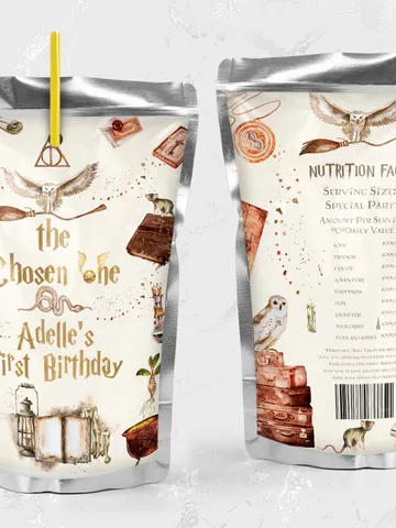 Wizard Juice Label Birthday Party; Magic School 1st Birthday; Editable Wizarding World Juice Label; Magical Party Decoration; Wms12 $10.45
