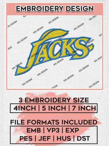 NCAA Jacks Football Team Logo Machine Embroidery Design, NCAA South Dakota State Jackrabbits Team Design Design files, NCAA Team Embroidery Designs, NCAA Machine Embroidery Designs, Digital Download $6.99