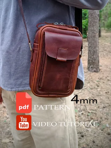 PDF Men's crossbody bag pattern - Download PDF. Men's phone bag. $6.00