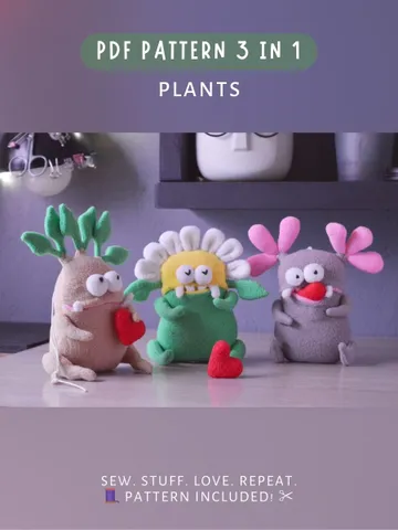 PDF Plush Plant Set – Fleece Toy Patterns (3 in 1) $28.00
