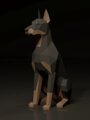 Sitting Doberman #2 Papercraft, Digital Template, PDF Download, Gurko, 3D Low Poly, Pepakura, Origami Sculpture, Paper Party Decor, DIY Gift $21.00