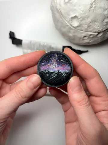 Art brooch. Miniature textile landscape painting $125.00