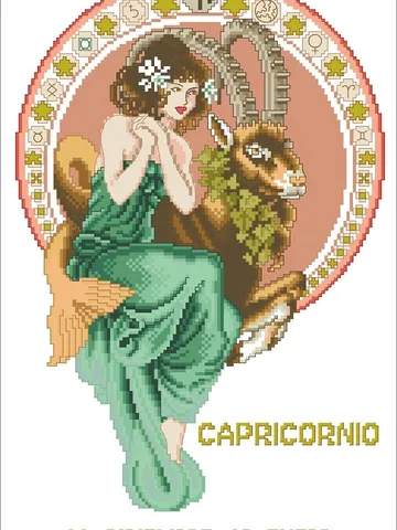 Vintage Cross Stitch Pattern Zodiac Sign Capricorn Counted Digital Download PDF $4.50