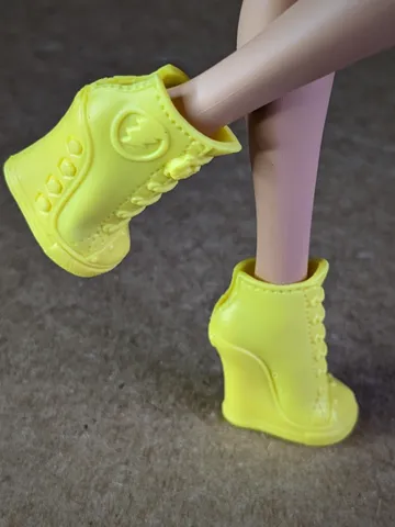 Yellow wedge heel boots for 11 inch female dolls (MH g1, g2 or EAH) $21.00