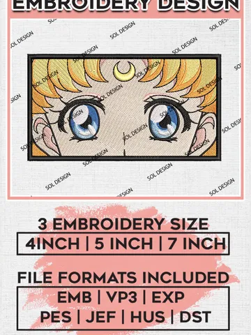 Tsukino Usagi Embroidery Designs, Tsukino Embroidery Files, Sailor Moon Machine Embroidery Pattern, Digital Download EMB_ANIME_114 $6.99