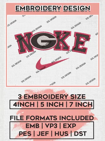 Nike Georgia Bulldogs Machine Embroidery Design, NCAA Georgia Bulldogs Embroidery Design Design files, NCAA Embroidery Designs, NCAA Machine Embroidery Designs, Digital Download