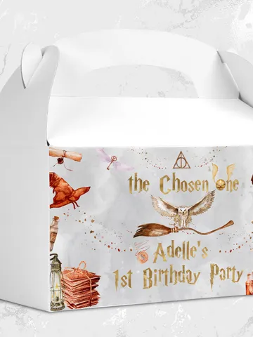 Wizard Gable Box Birthday Party; Magic School 1st Birthday; Editable Wizarding World Gable Label; Magical Party Decoration; W8 $10.45