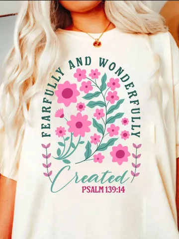 Fearfully and Wonderfully Png, Christian Floral Png, Retro Christian Png, Bible Verse Png, Wildflower Jesus Png, Sublimation Designs $4.84