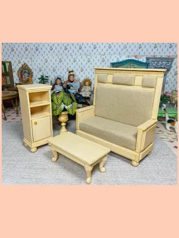 Furniture for dollhouse. Sofa for doll. 1:12. Handmade. Dollhouse miniature. $38.00