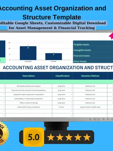 Accounting Asset Organization and Structure Template | Editable Sheets,Customizable Digital Download for Asset Management Financial Tracking $5.46