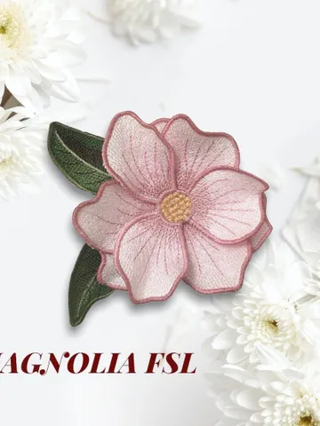 Magnolia flower FSL machine embroidery design Digital embroidery pattern Free standing lace flower file 3D embroidery Magnolia 3D $6.93