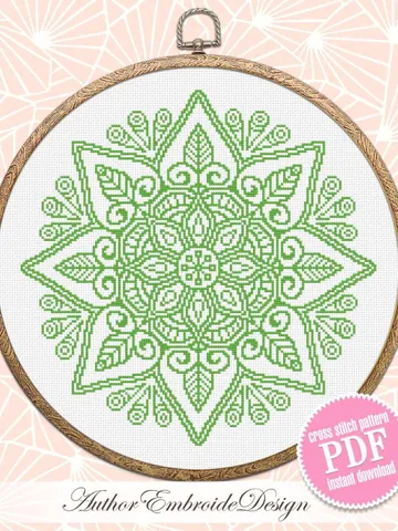 Flower mandala cross stitch pattern PDF download Mandala ornament cross stitch chart, Simple mandala pattern digital PDF for beginner #M276 $4.60