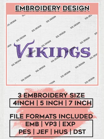 NFL Minnesota Vikings Wordmark Logo Embroidery Designs, NFL Vikings, NFL Embroidery Designs, NFL Minnesota Vikings Machine Embroidery Design, Digital Download
