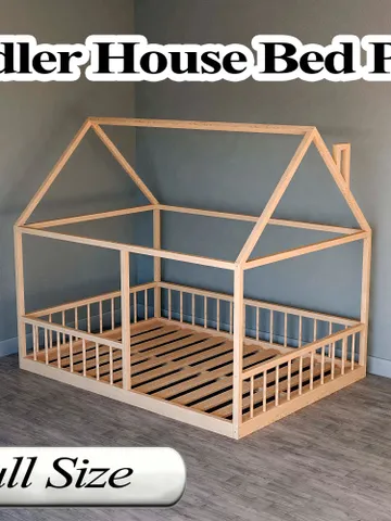 House Bed Plan, Full Size, DIY, PDF $14.95