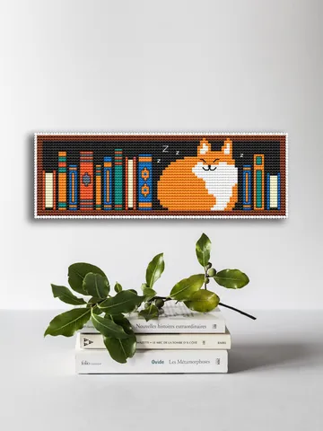 Cross stitch bookmark pattern Orange Cat