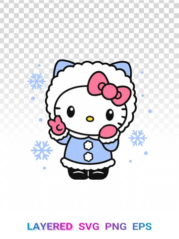 ❄️ Hello Kitty Christmas SVG, Winter Sanrio PNG, Cricut $1.99