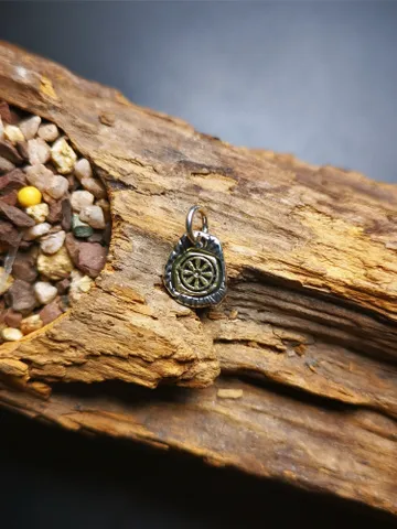 Gandhanra Tibetan Buddhist Amulet,Lucky Wheel Pendant for Prayer Bead, Mala Accessories,Sterling Silver Gold Plated,Tibetan Jewelry $29.99