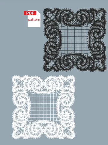 Bobbin lace Pattrn of napkin doily 7"x7" $4.00