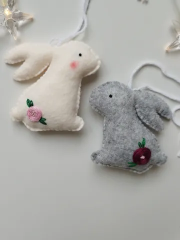 Set of 2 Felt Christmas ornaments, felt bunny ornaments, felt bunny, Christmas decorations $44.00